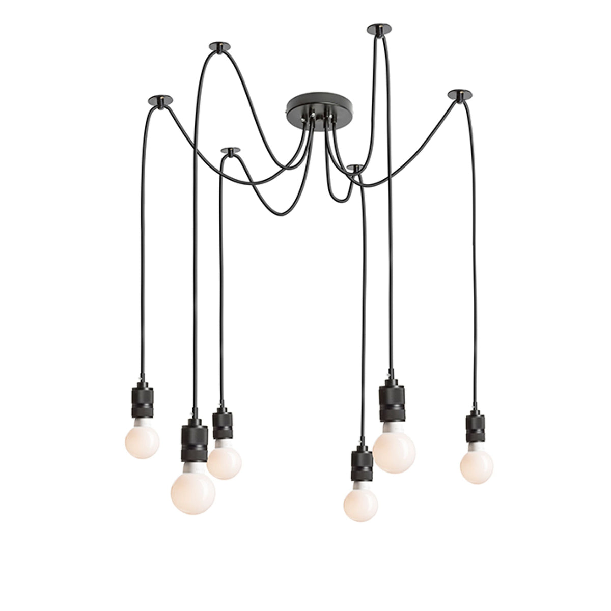 CINDY VI | hanglamp met 6 pendels | E27 | zwart | met of zonder lichtbron