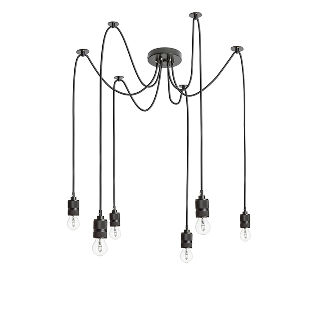 CINDY VI | hanglamp met 6 pendels | E27 | zwart | met of zonder lichtbron