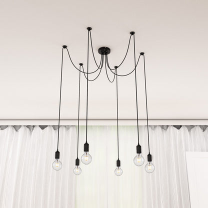 CINDY VI | hanglamp met 6 pendels | E27 | zwart | met of zonder lichtbron