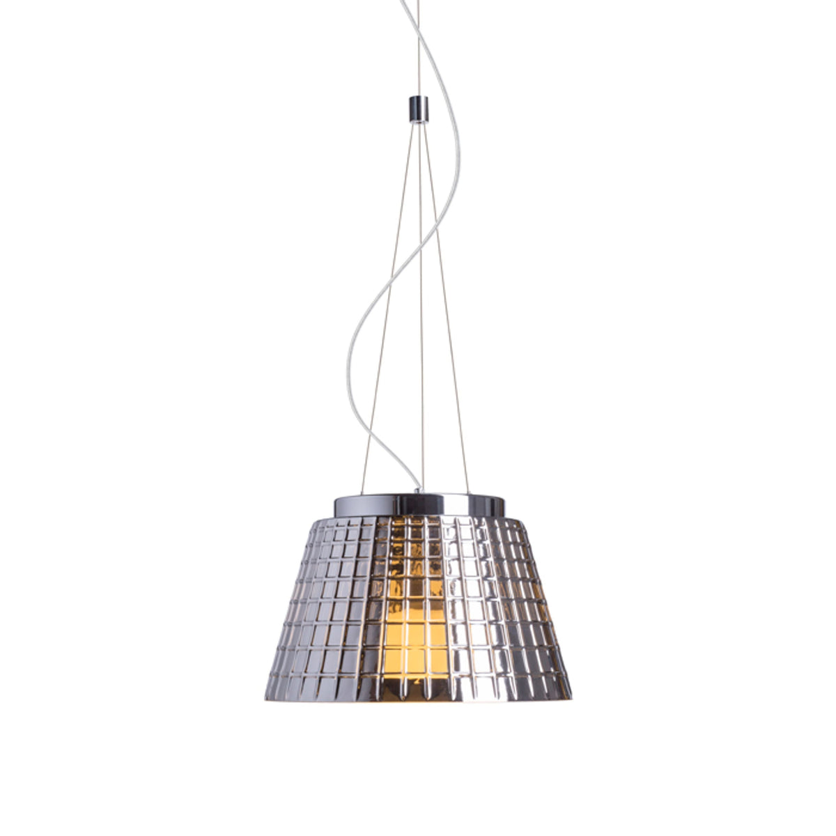 CORONA | hanglamp van massief gestructureerd glas | E27 | chroomkleurig | met of zonder lichtbron