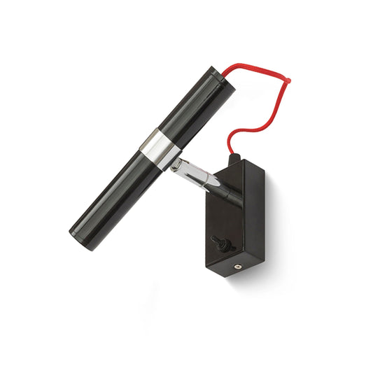 VIPER WL | LED wandspot met rode textielkabel en schakelaar | 3W 3000K | zwart met chroom