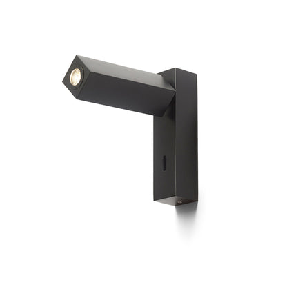 FADO I | geometrische LED wandlamp met richtbare reflector | 3W 4000K | met schakelaar | zwart