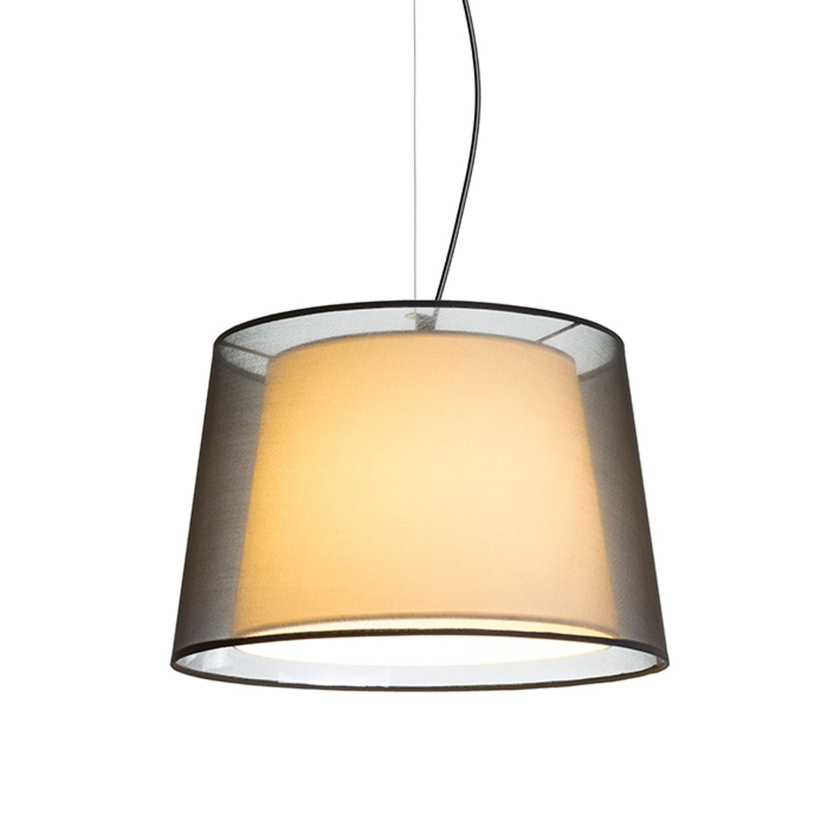 ESPLANADE | hanglamp met dubbele kap | E27 | transparant zwart met wit | met of zonder lichtbron