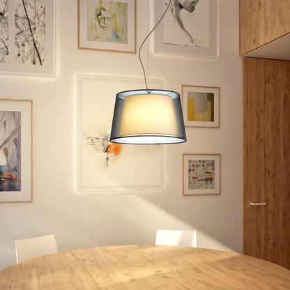 ESPLANADE | hanglamp met dubbele kap | E27 | transparant zwart met wit | met of zonder lichtbron
