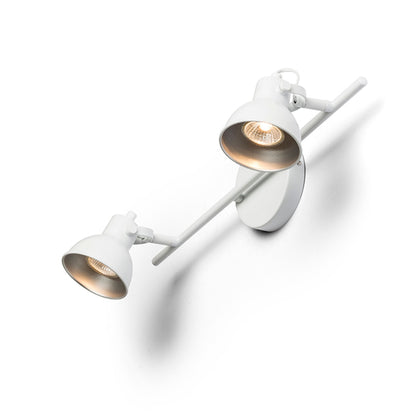 ROSITA II | retro wall spotlight with 2 heads | GU10 | white or black with gold | with or without light source