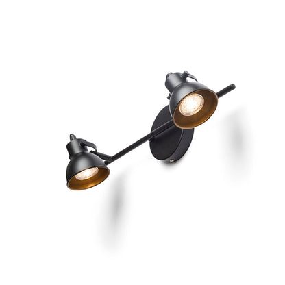 ROSITA II | retro wall spotlight with 2 heads | GU10 | white or black with gold | with or without light source
