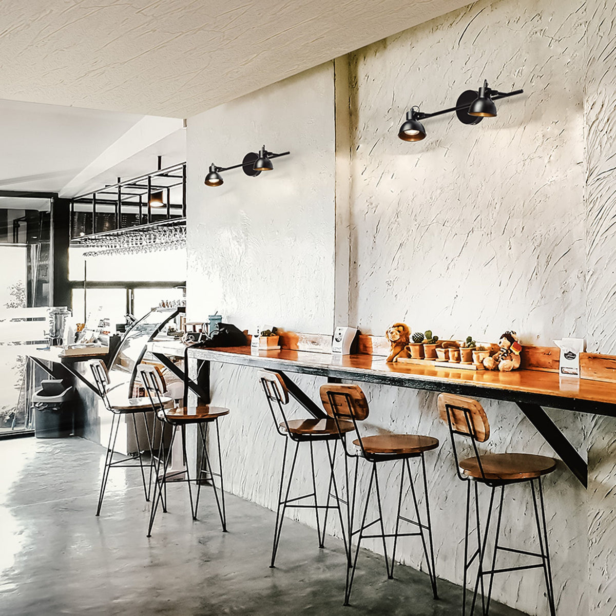 ROSITA II | retro wall spotlight with 2 heads | GU10 | white or black with gold | with or without light source
