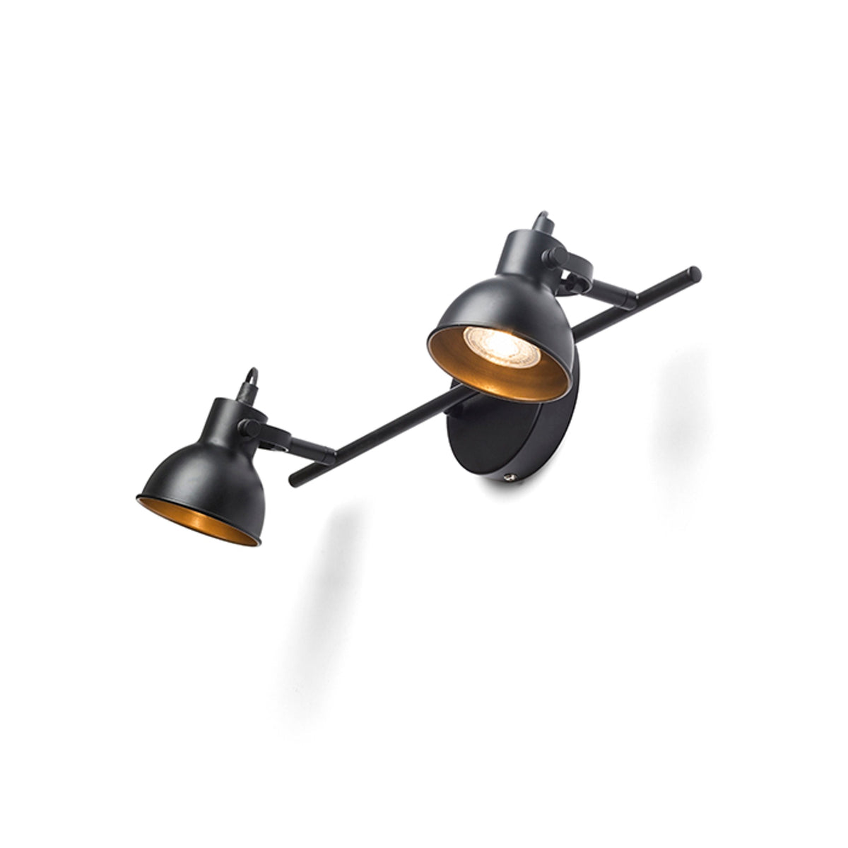 ROSITA II | retro wall spotlight with 2 heads | GU10 | white or black with gold | with or without light source
