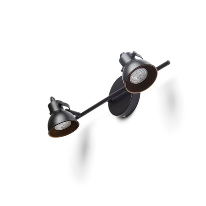 ROSITA II | retro wall spotlight with 2 heads | GU10 | white or black with gold | with or without light source