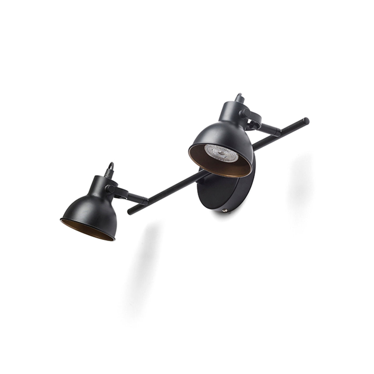 ROSITA II | retro wall spotlight with 2 heads | GU10 | white or black with gold | with or without light source