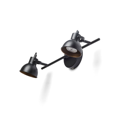 ROSITA II | retro wall spotlight with 2 heads | GU10 | white or black with gold | with or without light source