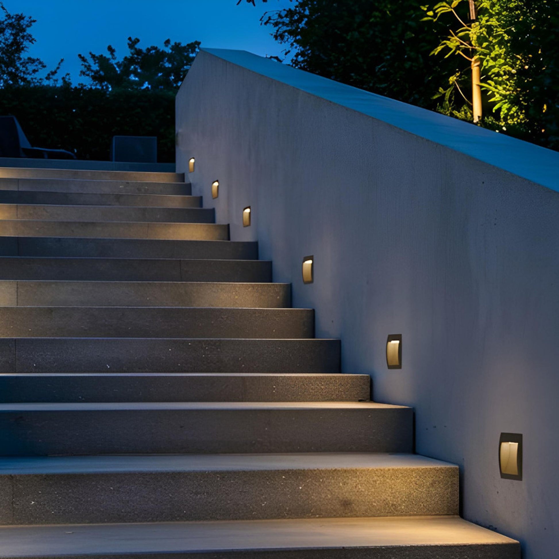 GORDIQ M inbouw wandlamp buiten antracietgrijs sfeerbeeld pad