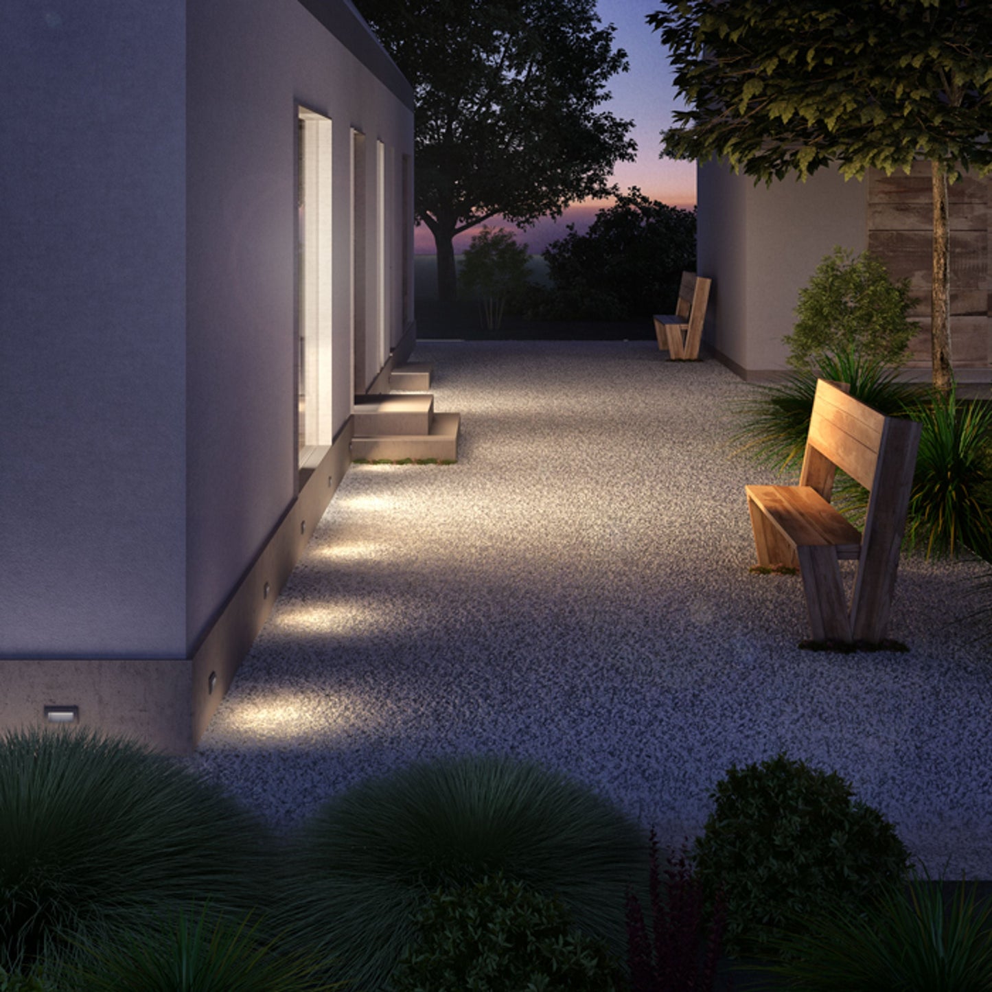GORDIQ L inbouw wandlamp buiten antracietgrijs detail