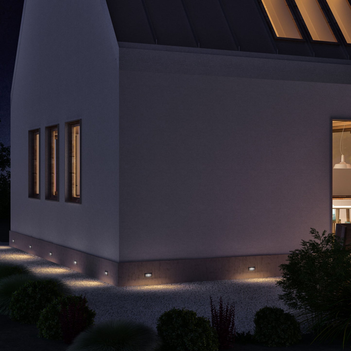 GORDIQ L inbouw wandlamp buiten antracietgrijs gemonteerd