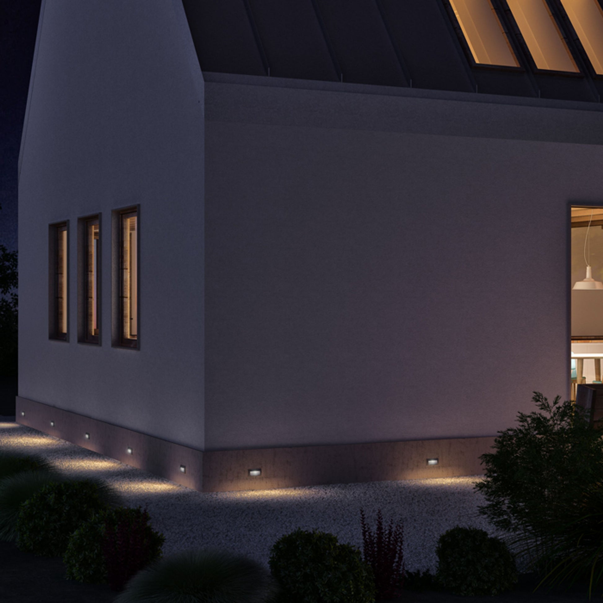 GORDIQ L inbouw wandlamp buiten antracietgrijs gemonteerd