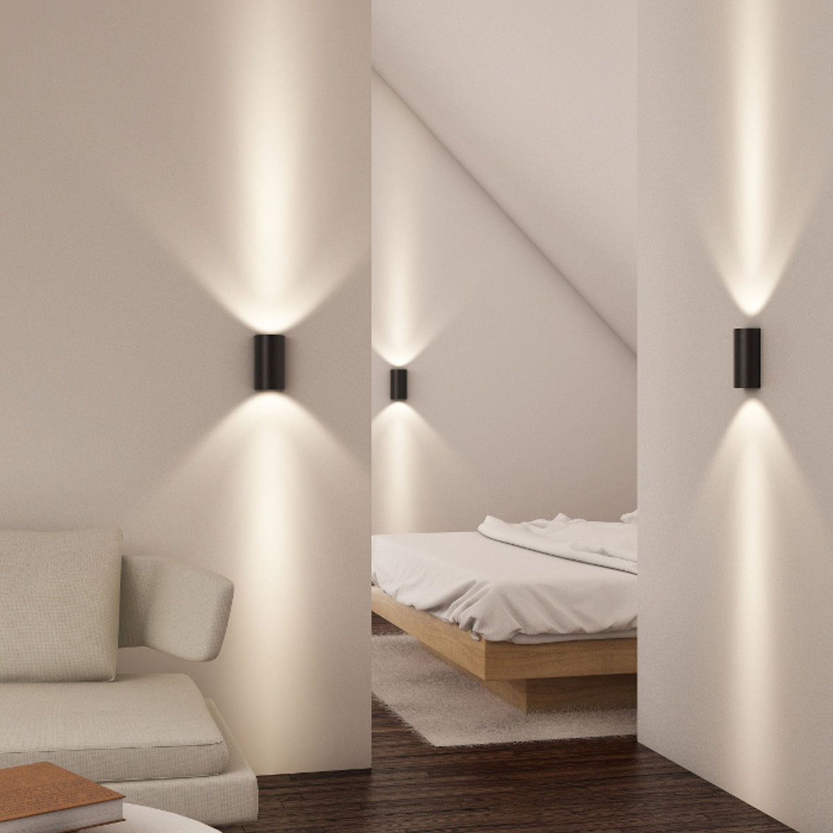 DAFFY | okrugla zidna svjetiljka gore i dolje | integrirani LED 6W 3000K | bijela ili crna