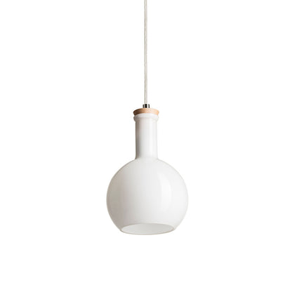 PULIRE RD | hanglamp | E14 | opaalglas met hout en chroom 14 cm | met of zonder lichtbron