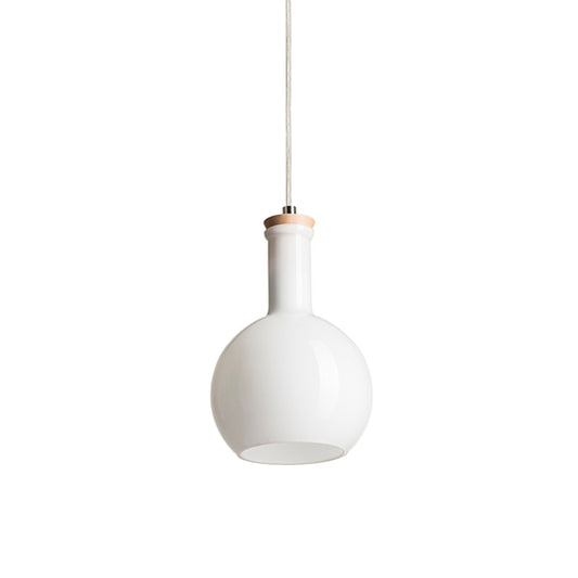PULIRE RD | hanglamp | E14 | opaalglas met hout en chroom 14 cm | met of zonder lichtbron