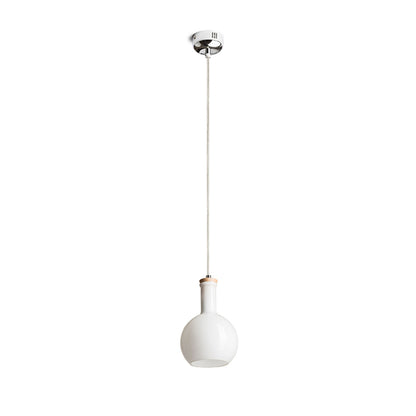 PULIRE RD | hanglamp | E14 | opaalglas met hout en chroom 14 cm | met of zonder lichtbron
