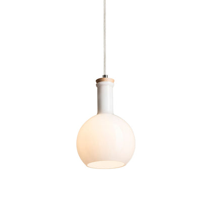 PULIRE RD | hanglamp | E14 | opaalglas met hout en chroom 14 cm | met of zonder lichtbron
