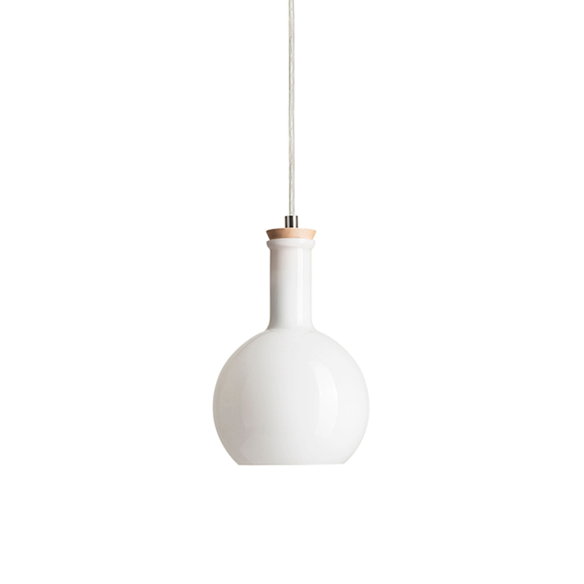 PULIRE RD | hanglamp | E14 | opaalglas met hout en chroom 14 cm | met of zonder lichtbron