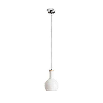 PULIRE RD | hanglamp | E14 | opaalglas met hout en chroom 14 cm | met of zonder lichtbron