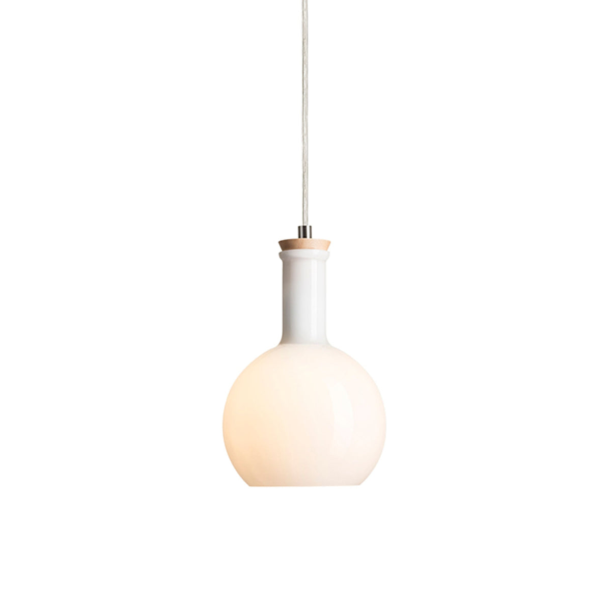 PULIRE RD | hanglamp | E14 | opaalglas met hout en chroom 14 cm | met of zonder lichtbron