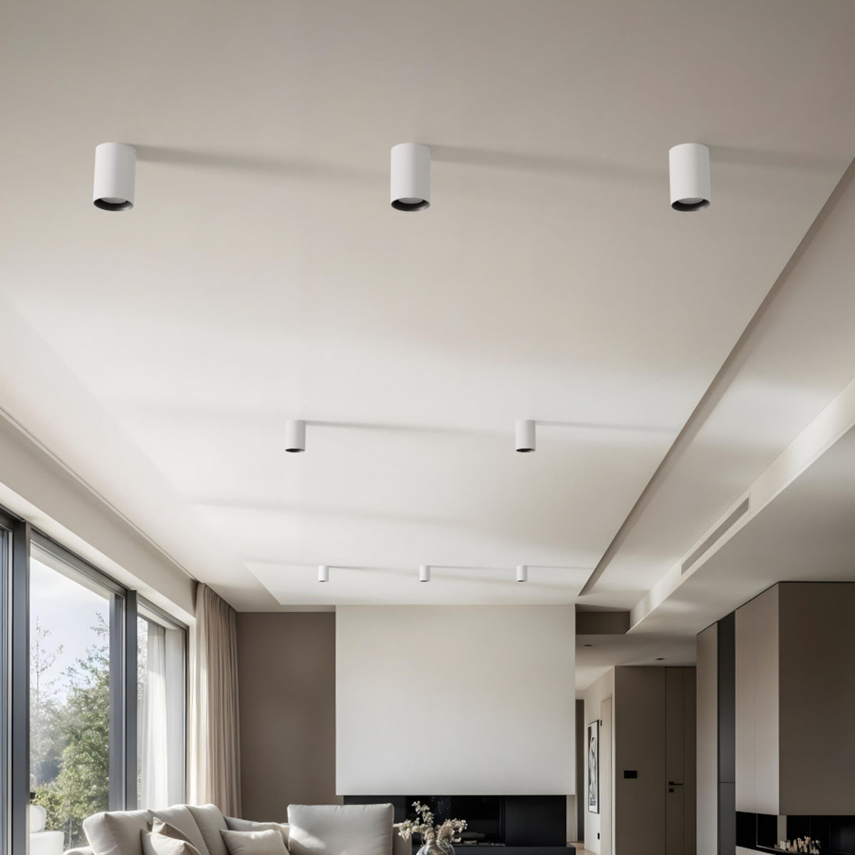 VADE R | foco de superficie estilizado | GU10 | blanco con negro | con o sin fuente de luz