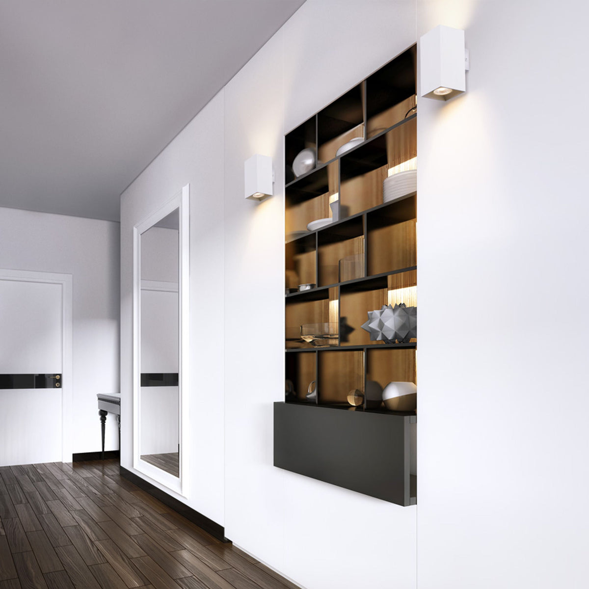 AGATE II | block-shaped up-and-down wall light | 2x GU10 | white or brushed aluminium | with or without light source