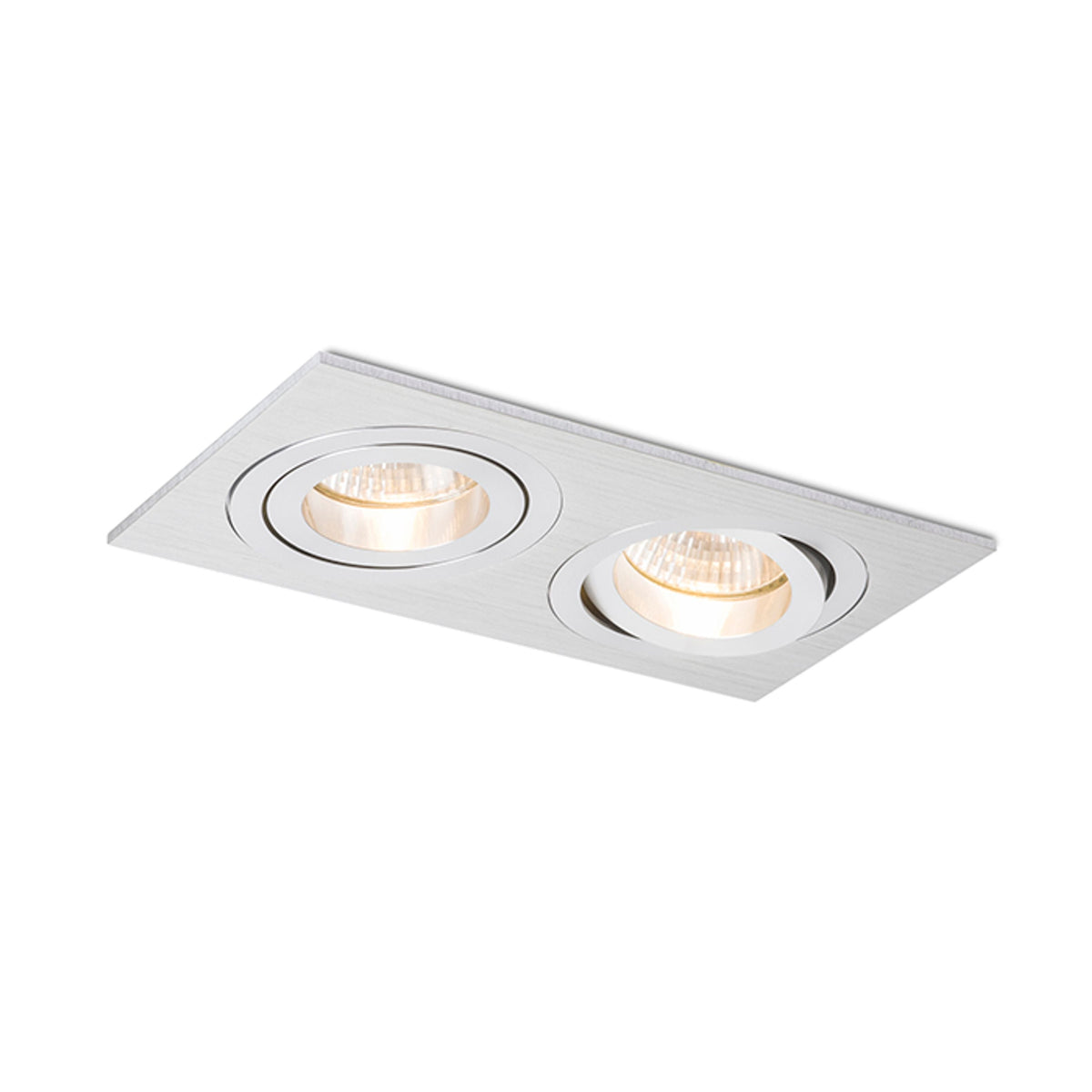 PASADENA GU10 SQ II | dubbele kantelbare inbouwspot | 2x GU10 | geborsteld aluminium | met of zonder lichtbron