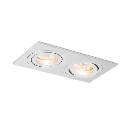 PASADENA GU10 SQ II | dubbele kantelbare inbouwspot | 2x GU10 | geborsteld aluminium | met of zonder lichtbron