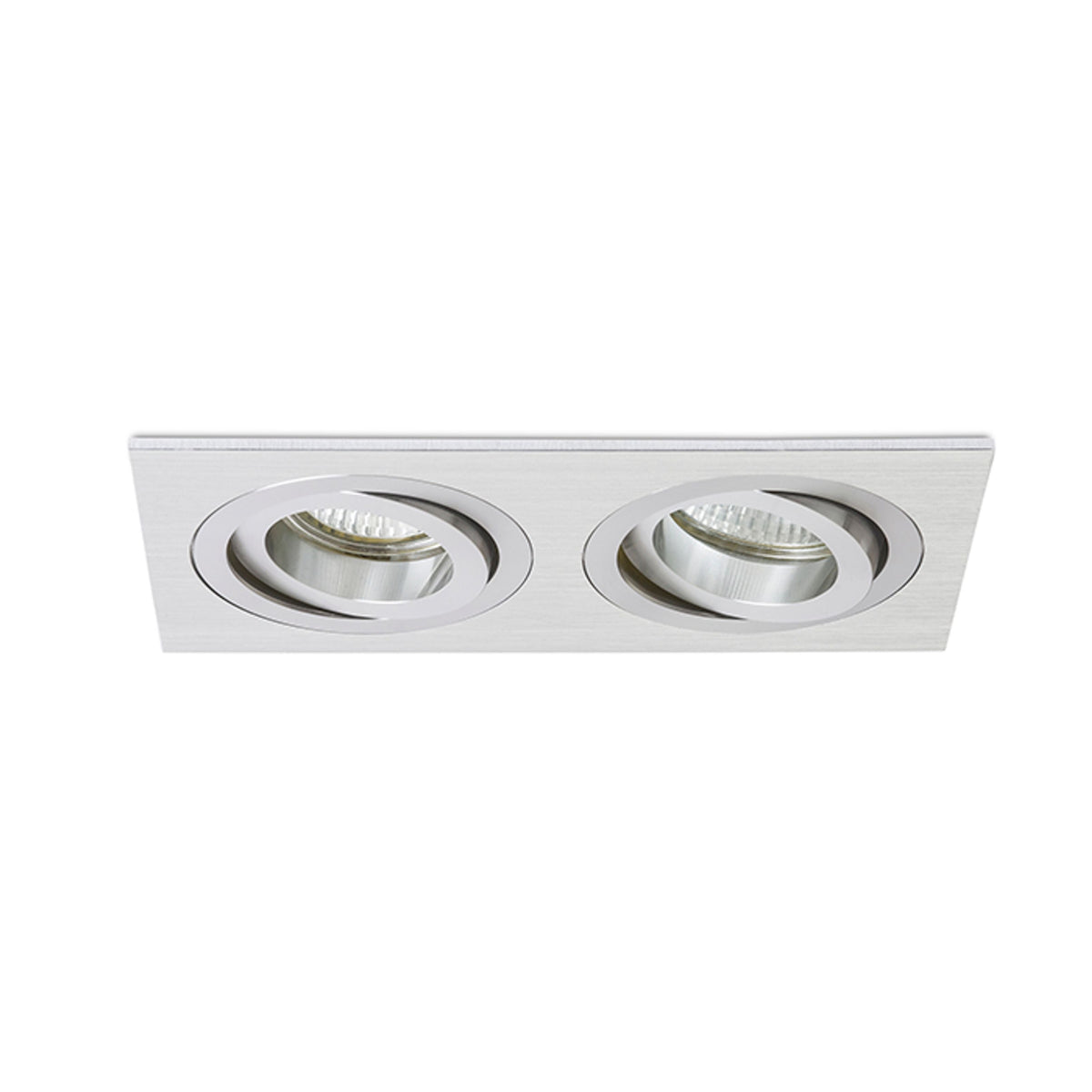 PASADENA GU10 SQ II | dubbele kantelbare inbouwspot | 2x GU10 | geborsteld aluminium | met of zonder lichtbron