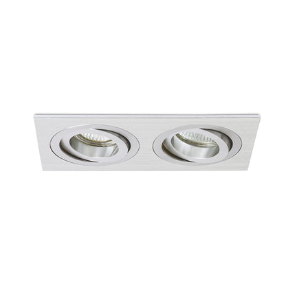 PASADENA GU10 SQ II | dubbele kantelbare inbouwspot | 2x GU10 | geborsteld aluminium | met of zonder lichtbron