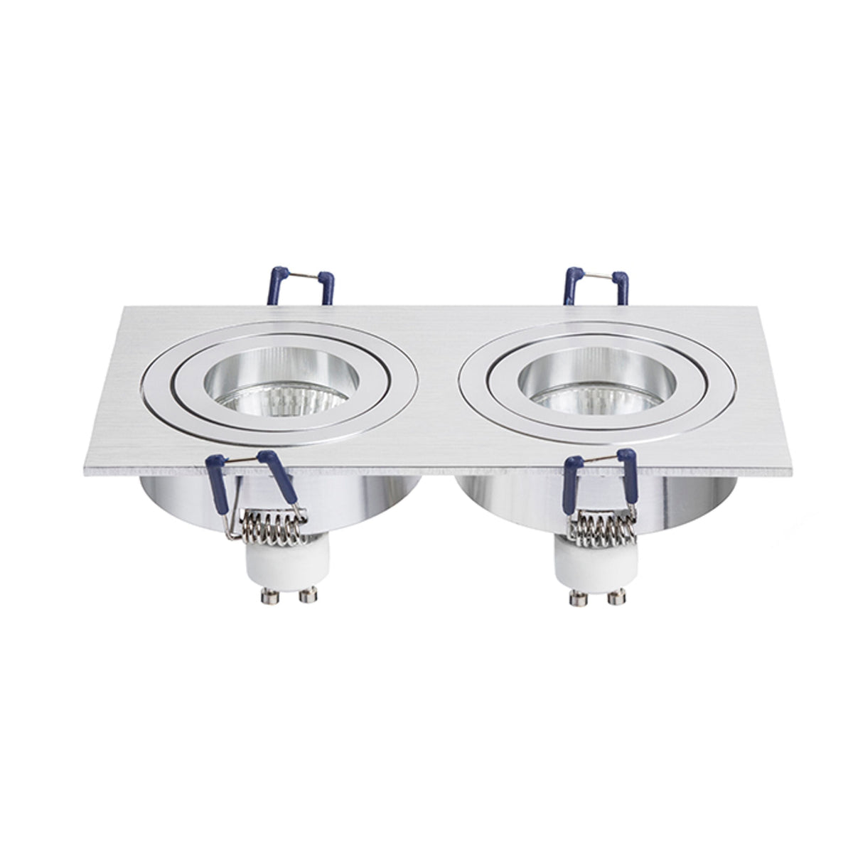 PASADENA GU10 SQ II | dubbele kantelbare inbouwspot | 2x GU10 | geborsteld aluminium | met of zonder lichtbron