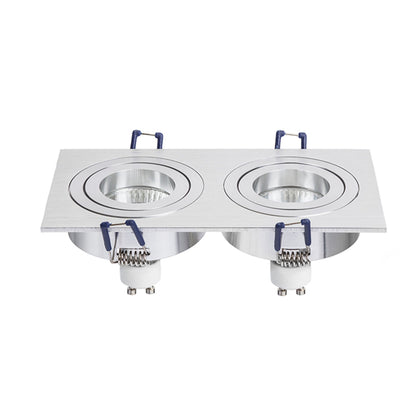PASADENA GU10 SQ II | dubbele kantelbare inbouwspot | 2x GU10 | geborsteld aluminium | met of zonder lichtbron