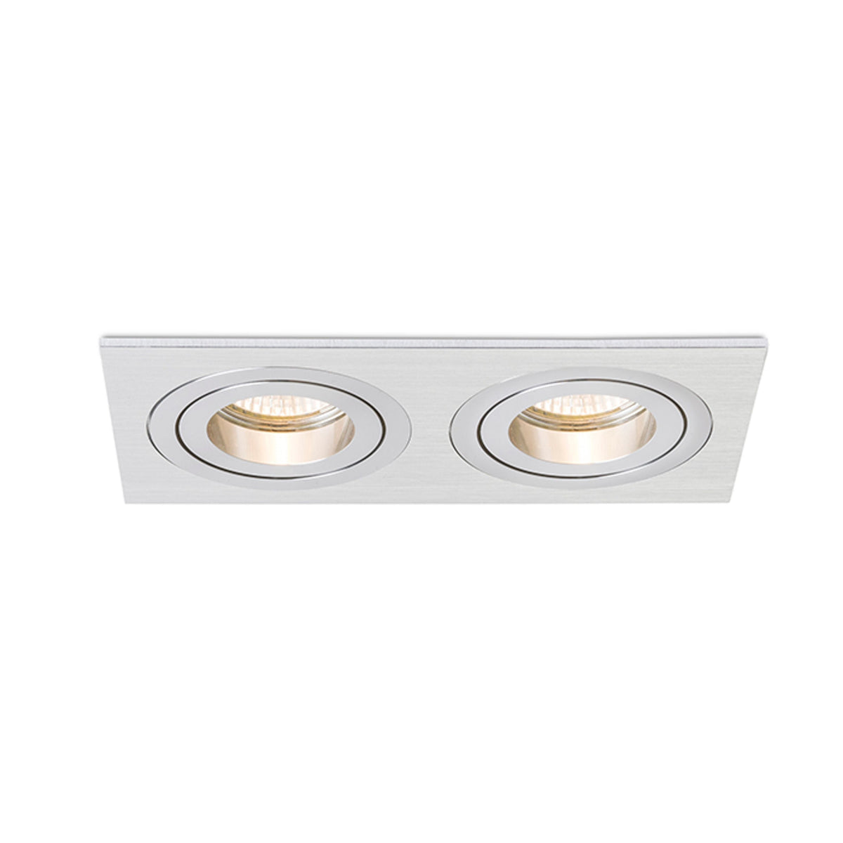 PASADENA GU10 SQ II | dubbele kantelbare inbouwspot | 2x GU10 | geborsteld aluminium | met of zonder lichtbron