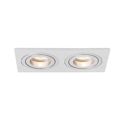 PASADENA GU10 SQ II | dubbele kantelbare inbouwspot | 2x GU10 | geborsteld aluminium | met of zonder lichtbron