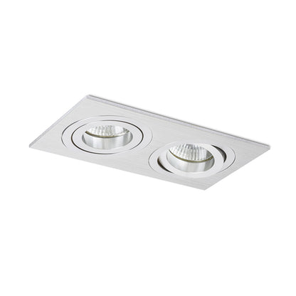 PASADENA GU10 SQ II | dubbele kantelbare inbouwspot | 2x GU10 | geborsteld aluminium | met of zonder lichtbron