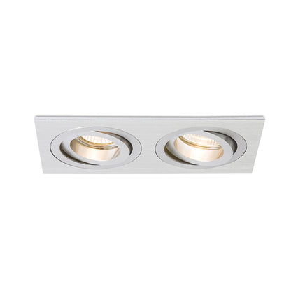 PASADENA GU10 SQ II | dubbele kantelbare inbouwspot | 2x GU10 | geborsteld aluminium | met of zonder lichtbron