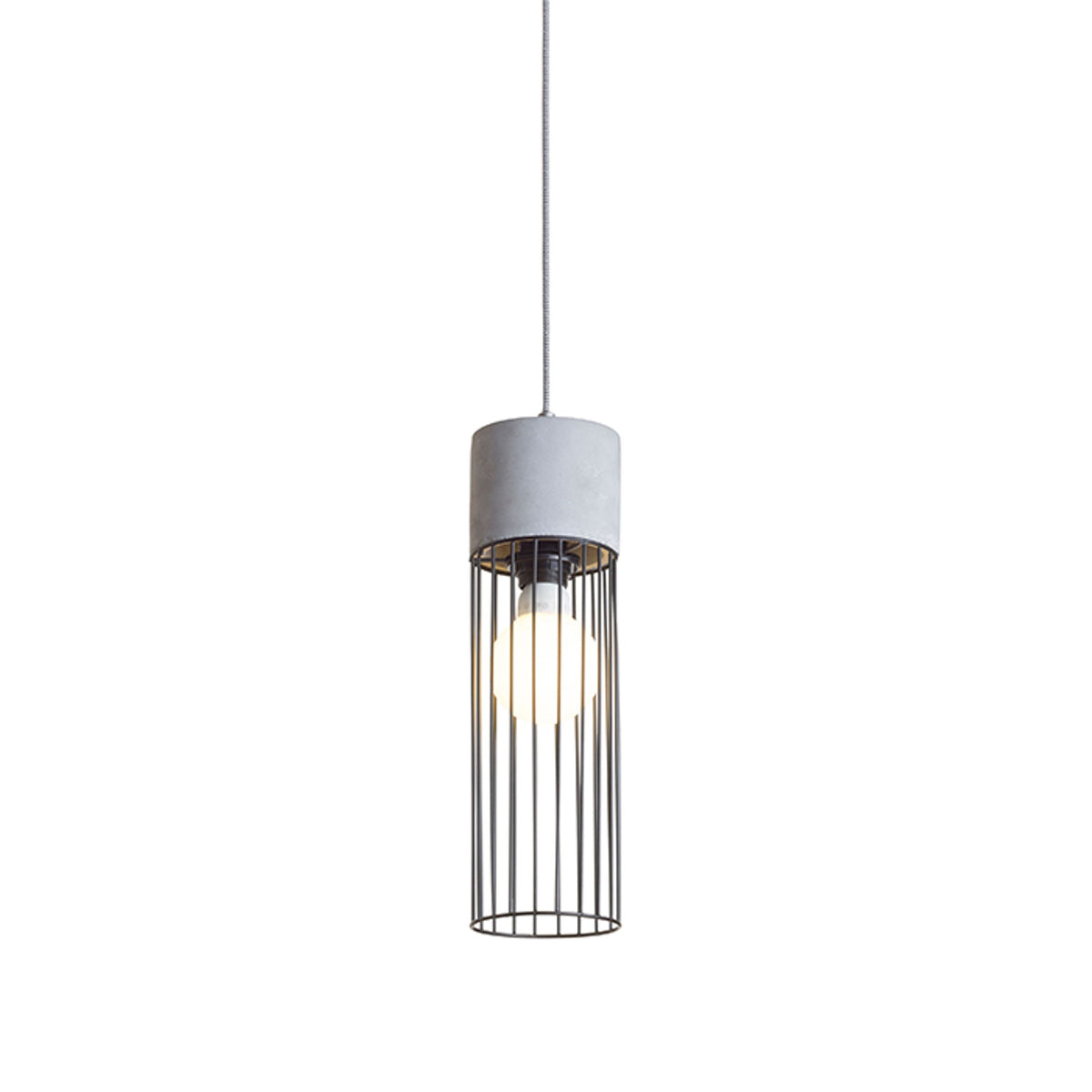 BURTON | betonnen hanglamp met draadkap | E27 | 40 cm hoog | met of zonder lichtbron