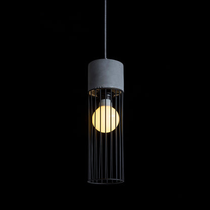 BURTON | betonnen hanglamp met draadkap | E27 | 40 cm hoog | met of zonder lichtbron