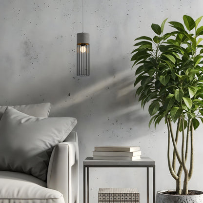 BURTON | betonnen hanglamp met draadkap | E27 | 40 cm hoog | met of zonder lichtbron