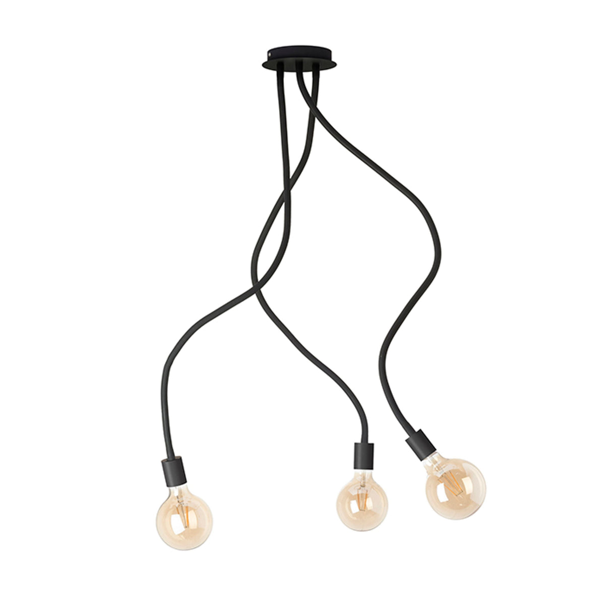 LOYD E27 III | hanglamp met 3 verstelbare siliconen armen | E27 | zwart | met of zonder lichtbron