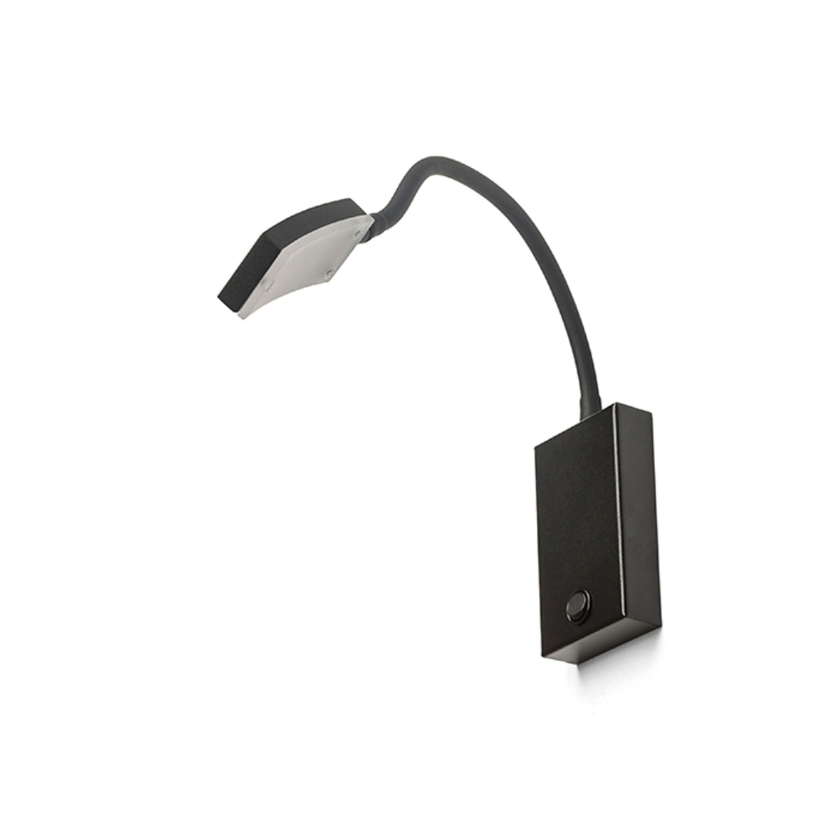 FRISCO W | LED-owa lampa ścienna na pałąku typu gęsia szyja z szerokim reflektorem | z wyłącznikiem | czarna