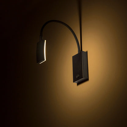 FRISCO W | LED-owa lampa ścienna na pałąku typu gęsia szyja z szerokim reflektorem | z wyłącznikiem | czarna