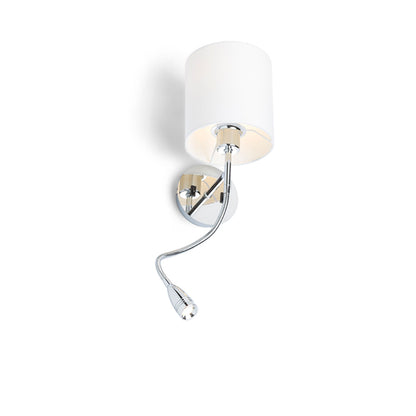 VERSINA | wall lamp with fabric shade and LED reading light | two switches | white with chrome | with or without light source