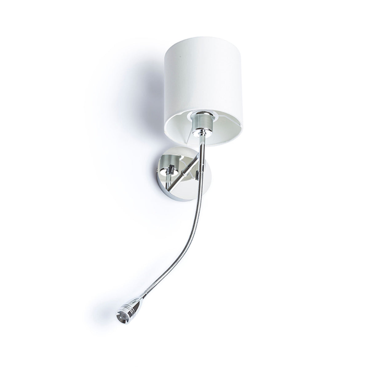 VERSINA | wall lamp with fabric shade and LED reading light | two switches | white with chrome | with or without light source