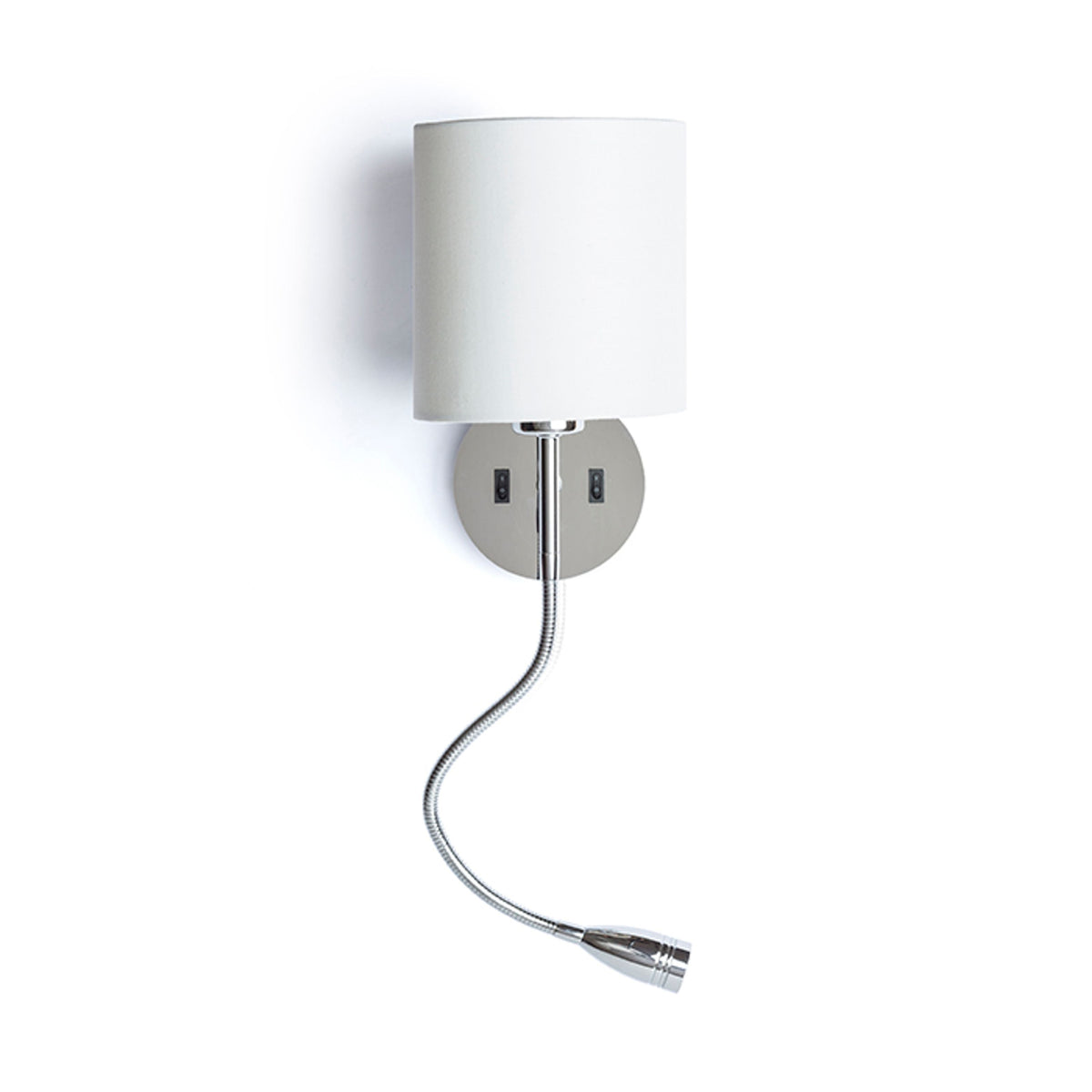 VERSINA | wall lamp with fabric shade and LED reading light | two switches | white with chrome | with or without light source
