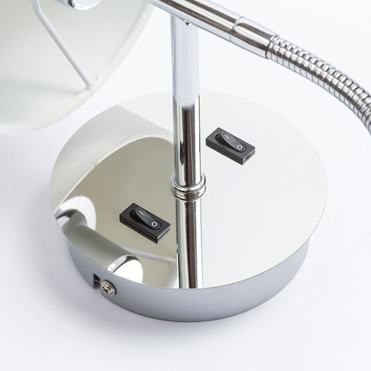 VERSINA | wall lamp with fabric shade and LED reading light | two switches | white with chrome | with or without light source