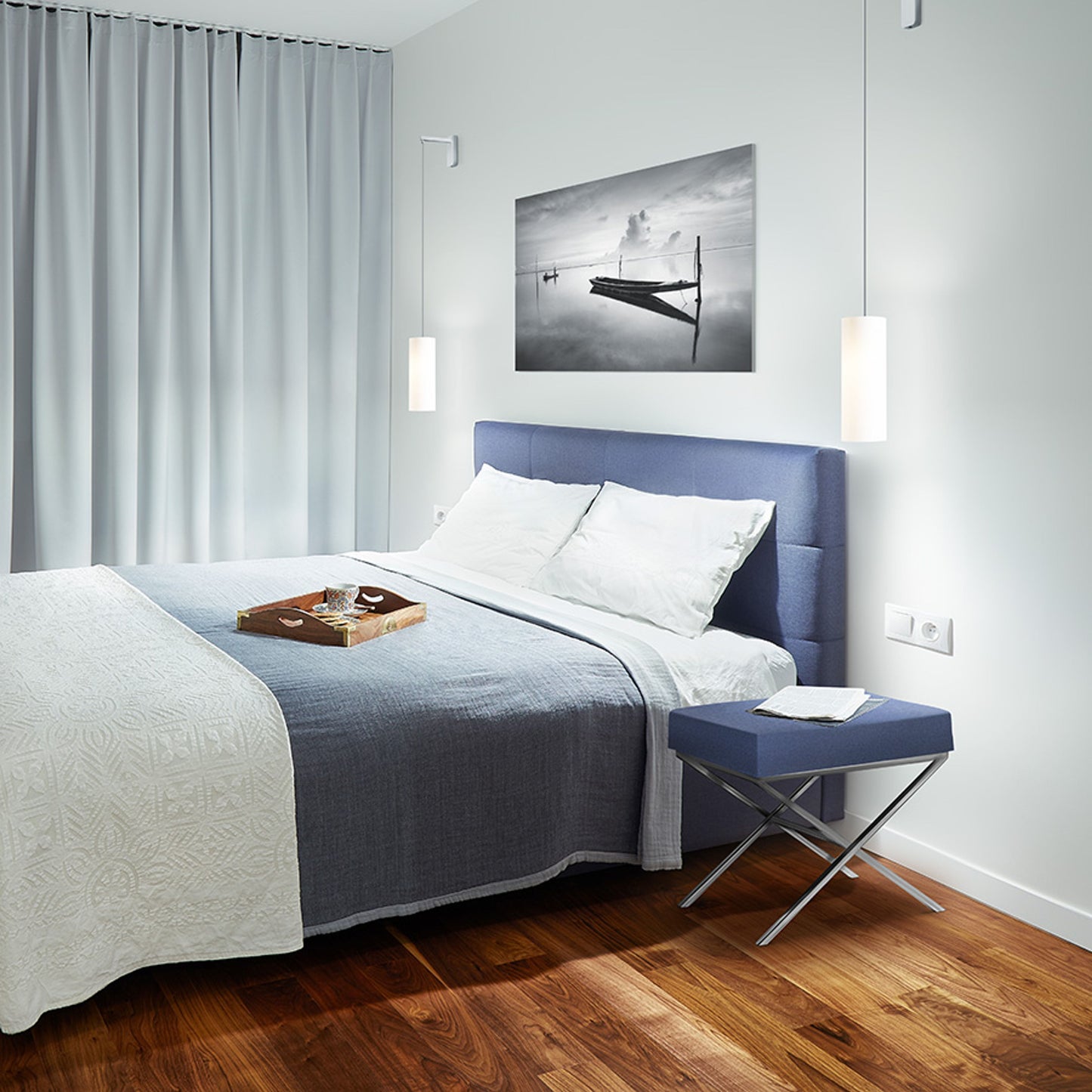 HUDSON | wandlamp met arm | textiel hanglamp, chroom